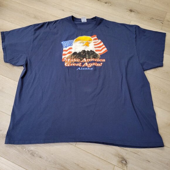 Mens Bald Eagle American Flag Make America Great Again Alaska Sz 4XL Shirt - Picture 2 of 4